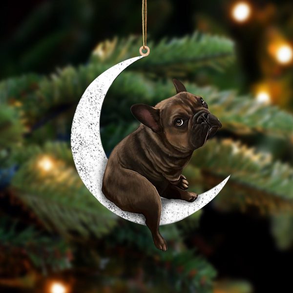 French Bulldog-Sit On The Moon-Two Sided Christmas Plastic Hanging Ornament