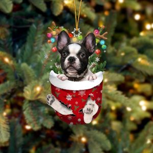 French Bulldog In Snow Pocket Christmas Ornament…