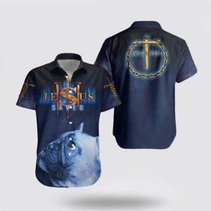 French Bulldog Jesus Saves Hawaiian Shirt Cross…