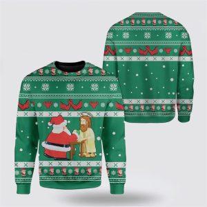 Funny Jesus & Santa Ugly Christmas Sweater For Men & Women – Gifts For Christians