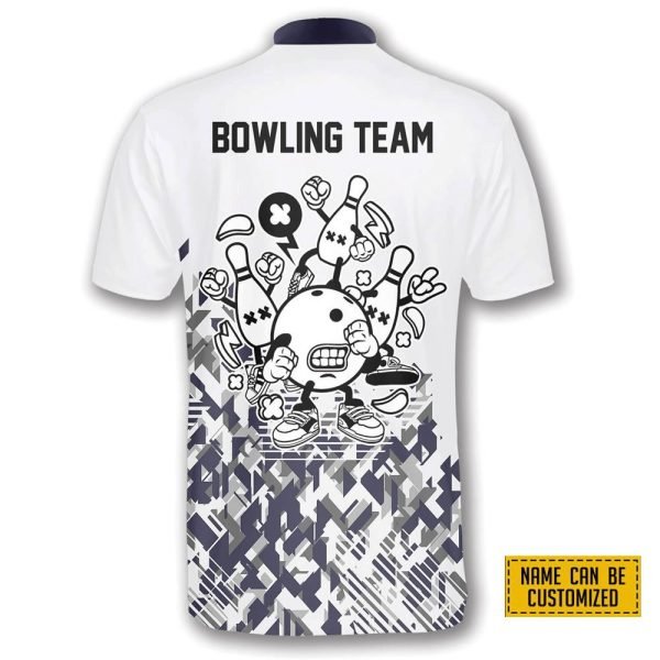 Funny Grey Abstract Bowling Personalized Names And Team Jersey Shirt – Gift For Bowling Enthusiasts