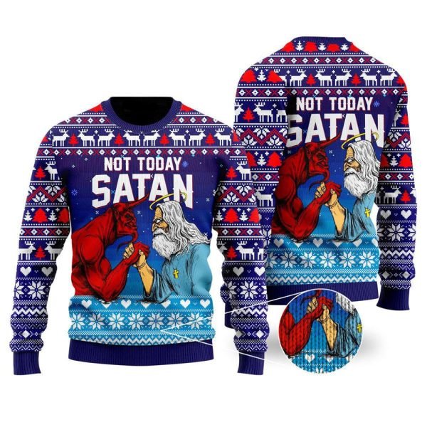 Funny Jesus Not Today Satan Ugly Christmas Sweater For Men & Women – Gifts For Christians