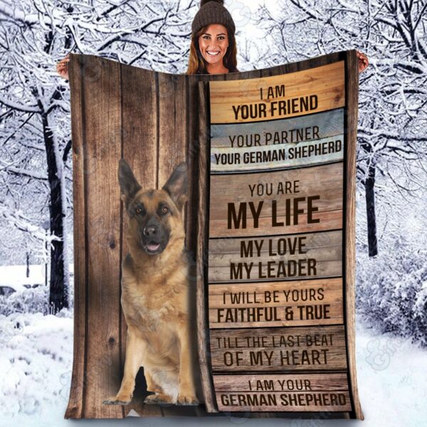 German Shepherd – I Am Your Friend Blanket – Gift For Dog Loverrs – Memorial Sherpa Blanket, Fleece Blanket