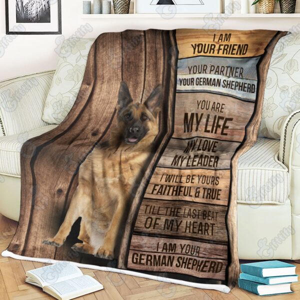 German Shepherd – I Am Your Friend Blanket – Gift For Dog Loverrs – Memorial Sherpa Blanket, Fleece Blanket