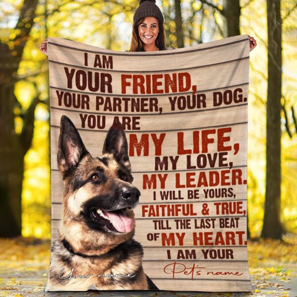 German Shepherd – Your Friend Your Partner Blanket – Gift For Dog Loverrs – Memorial Sherpa Blanket, Fleece Blanket