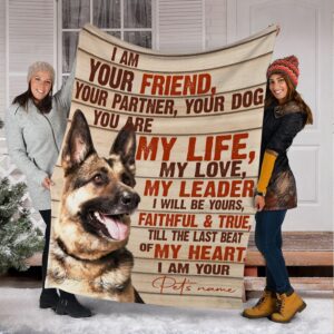 German Shepherd - Your Friend Your Partner Blanket - Gift For Dog Loverrs - Memorial Sherpa Blanket, Fleece Blanket