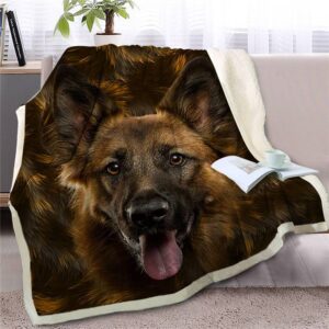 German Shepherd Dog Face Fleece Throw Blanket…