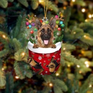 German Shepherd In Snow Pocket Christmas Ornament…