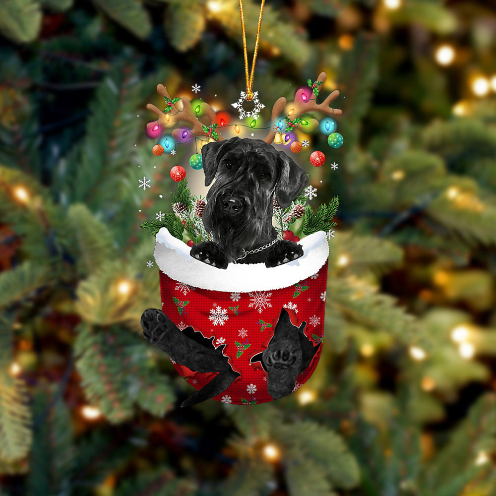 Giant Schnauzer In Snow Pocket Christmas Ornament Hanging Gift – Flat Acrylic Dog Ornament