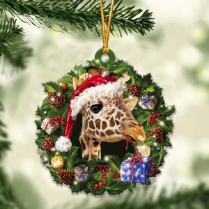 Giraffe With Santa Hat Christmas Ornaments – Car Ornament – Best Xmas Gifts