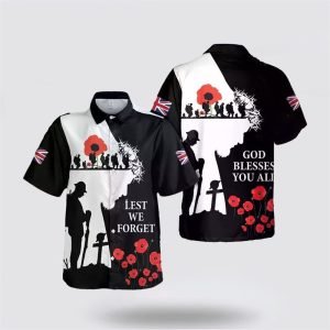 God Blessed You All Veteran Silhouette Lest We Forget Hawaiian Shirt – Gifts For Christians