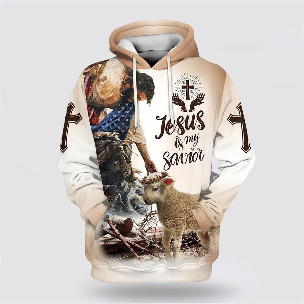 God Lamb Crown Of Thorn Jesus Is My Savior Hoodies Jesus All Over Print 3D Hoodie – Gifts For Christians