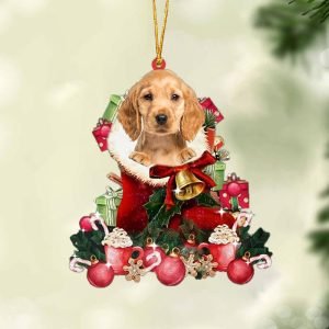 Golden Cocker Spaniel-Red Boot Hanging Christmas Plastic…
