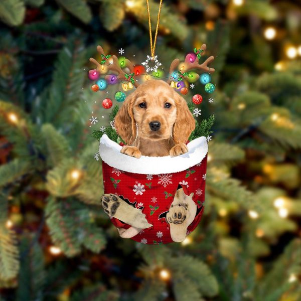 Golden Cocker Spaniel In Snow Pocket Christmas Ornament – Flat Acrylic Dog Ornament