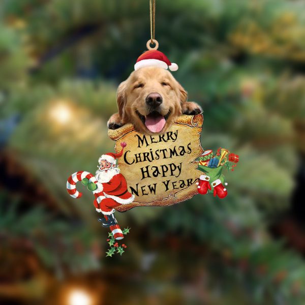 Golden Retriever-Christams & New Year Two Sided Christmas Plastic Hanging Ornament – Funny Ornament