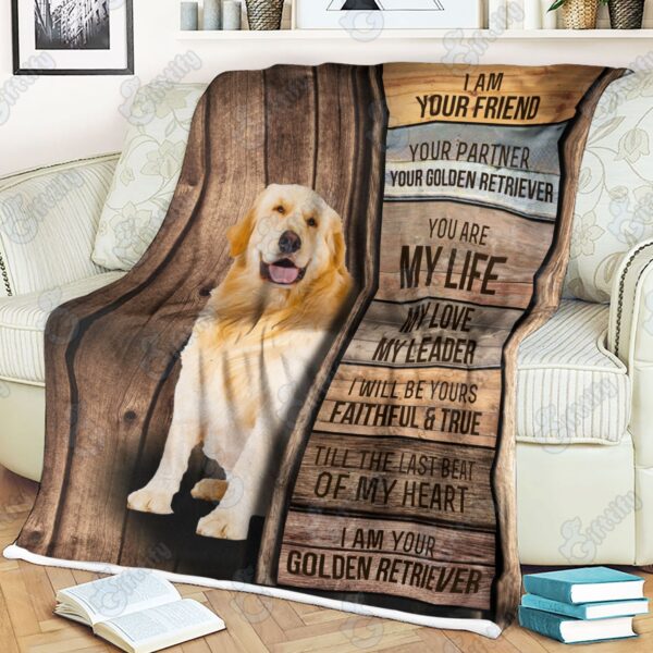 Golden Retriever – I Am Your Friend Blanket – Gift For Dog Loverrs – Memorial Sherpa Blanket, Fleece Blanket