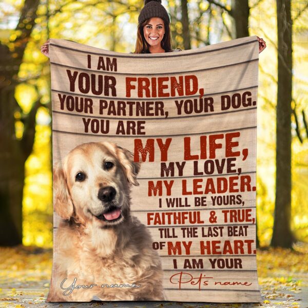 Golden Retriever – Your Friend Your Partner Blanket – Gift For Dog Loverrs – Memorial Sherpa Blanket, Fleece Blanket