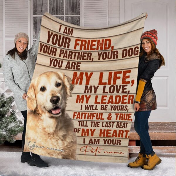 Golden Retriever – Your Friend Your Partner Blanket – Gift For Dog Loverrs – Memorial Sherpa Blanket, Fleece Blanket