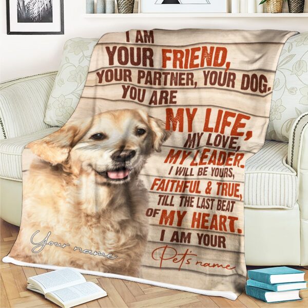 Golden Retriever – Your Friend Your Partner Blanket – Gift For Dog Loverrs – Memorial Sherpa Blanket, Fleece Blanket