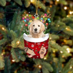 Golden Retriever In Snow Pocket Christmas Ornament…