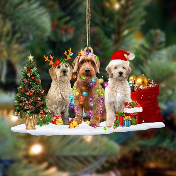 Goldendoodle-Christmas Dog Friends Hanging Christmas Plastic Hanging Ornament