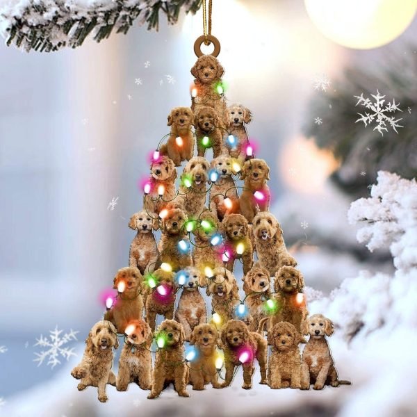 Goldendoodle Lovely Tree Gift For Goldendoodle Lover Gift For Dog Mom Christmas Plastic Hanging Ornament
