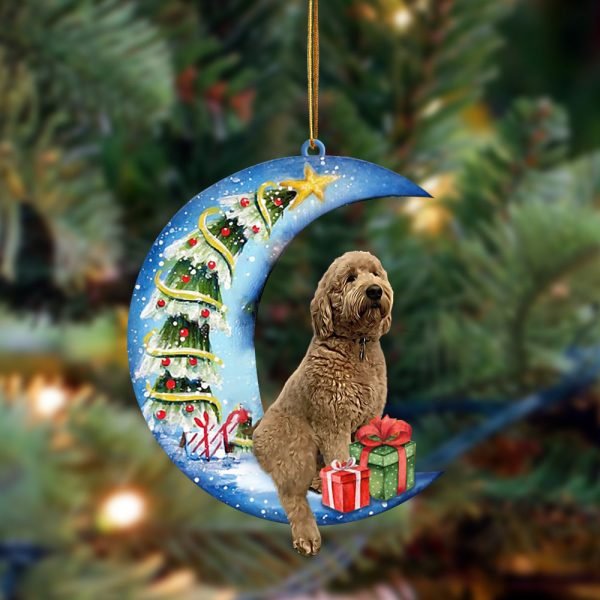Goldendoodle Sit On The Blue Moon-Two Sided Christmas Plastic Hanging Ornament