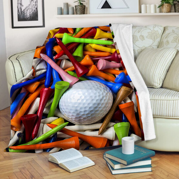 Golf Ball And Tees Fleece Throw Blanket – Throw Blankets For Couch – Soft And Cozy Blanket