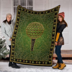 Golf Ball Tee Gold Fleece Throw Blanket - Throw Blankets For Couch - Soft And Cozy Blanket