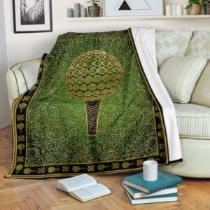 Golf Ball Tee Gold Fleece Throw Blanket - Throw Blankets For Couch - Soft And Cozy Blanket