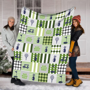 Golf Eat Sleep Patterns Fleece Throw Blanket - Throw Blankets For Couch - Soft And Cozy Blanket