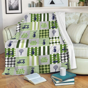Golf Eat Sleep Patterns Fleece Throw Blanket - Throw Blankets For Couch - Soft And Cozy Blanket
