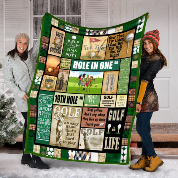 Golf Friend Pattern Vintage Fleece Throw Blanket – Throw Blankets For Couch – Soft And Cozy Blanket