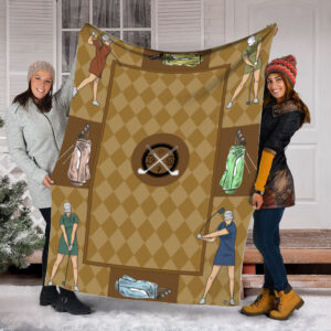 Golf Girl Geometric Vintage Fleece Throw Blanket - Throw Blankets For Couch - Soft And Cozy Blanket