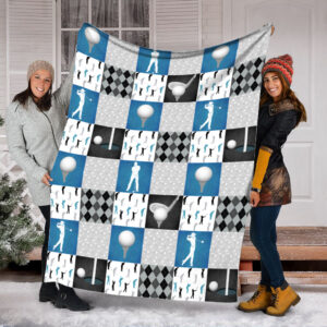 Golf Pattern Blue Fleece Throw Blanket – Throw Blankets For Couch – Soft And Cozy Blanket