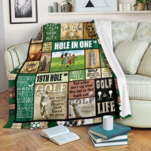 Golf Pattern Fleece Throw Blanket - Throw Blankets For Couch - Soft And Cozy Blanket