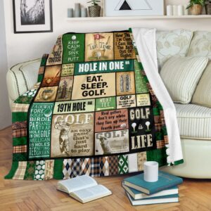 Golf Pattern Vintage Fleece Throw Blanket - Throw Blankets For Couch - Soft And Cozy Blanket