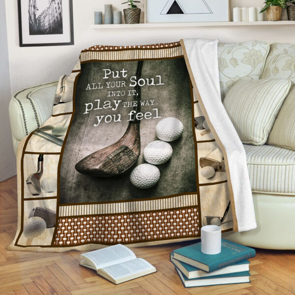 Golf Play The Way You Feel Fleece Throw Blanket – Throw Blankets For Couch – Soft And Cozy Blanket