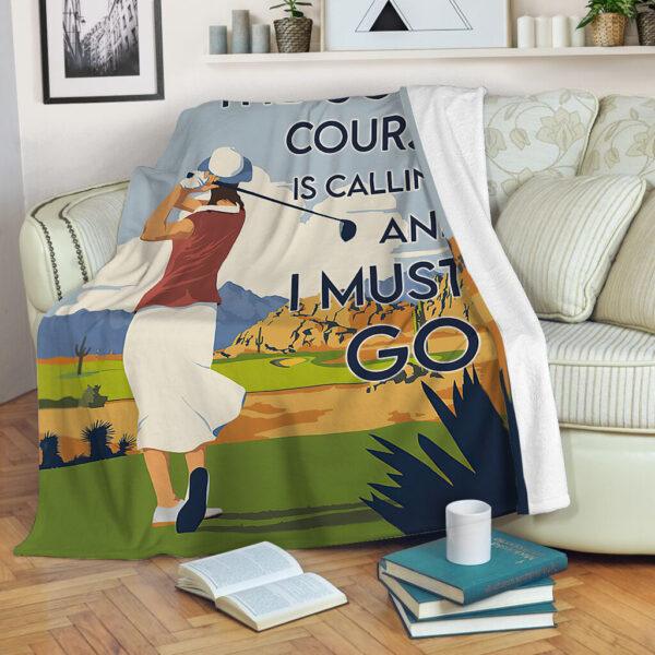 Golf The Golf Course Is Calling Fleece Throw Blanket – Throw Blankets For Couch – Soft And Cozy Blanket