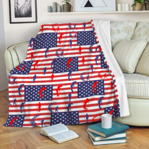 Golf Usa Flag Pattern Fleece Throw Blanket - Throw Blankets For Couch - Soft And Cozy Blanket