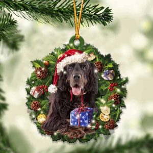 Gordon Setter With Santa Hat  Christmas Dog Ornaments  Best Xmas Gifts