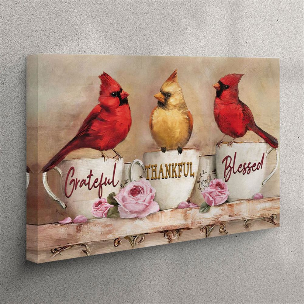 Grateful Thankful Blessed Canvas Wall Art – Cardinal – Christian Gifts – Christian Wall Art Canvas Grateful Thankful Blessed Canvas Wall Art – Cardinal – Christian Gifts – Christian Wall Art Canvas