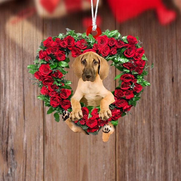 Great Dane-Heart Wreath Two Sides Christmas Plastic Hanging Ornament – Funny Ornament