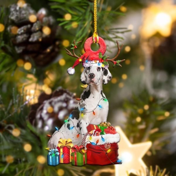 Great Dane Christmas Shape Christmas Plastic Hanging Ornament – Funny Ornament