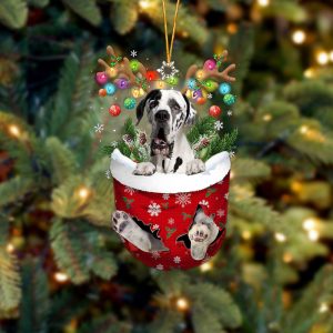 Great Dane In Snow Pocket Christmas Ornament…