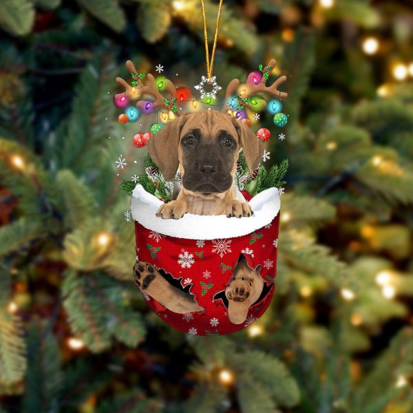 Great Dane In Snow Pocket Christmas Ornament Hanging Gift – Flat Acrylic Dog Ornament