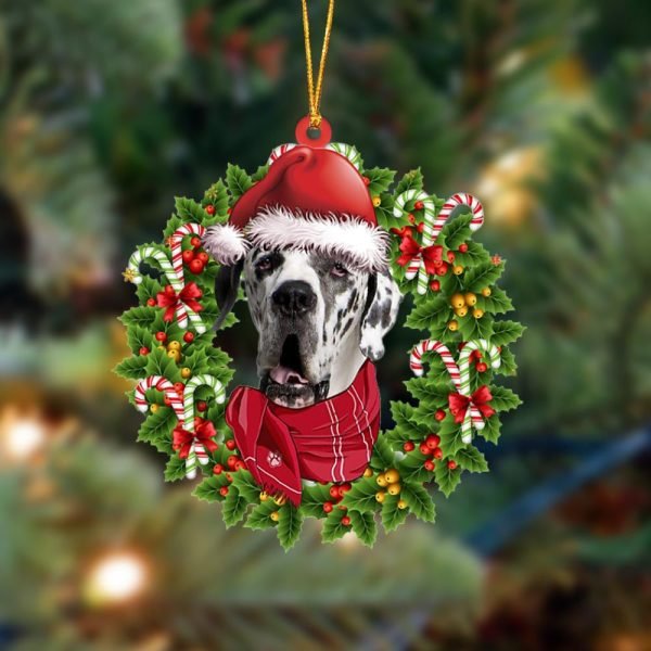 Great Dane Xmas Bandana Hanging Christmas Plastic Hanging Ornament – Ornaments Hanging Gift