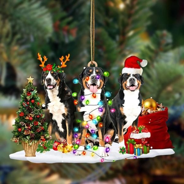 Greater Swiss Mountain Dog-Christmas Dog Friends Hanging Christmas Plastic Hanging Ornament