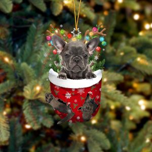Grey French Bulldog In Snow Pocket Christmas…