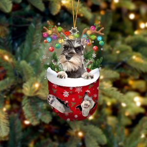 Grey Miniature Schnauzer In Snow Pocket Christmas…